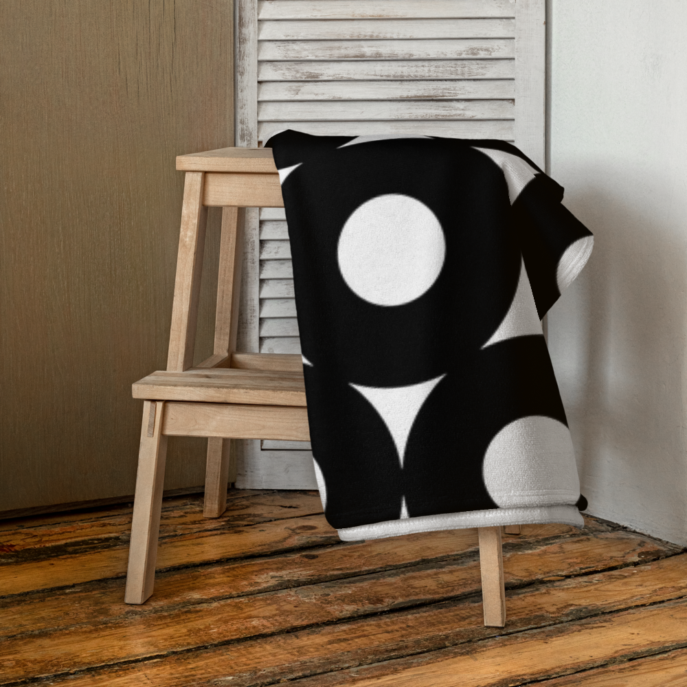 Geometric Circle Beach Towel | Minimalist Black and White