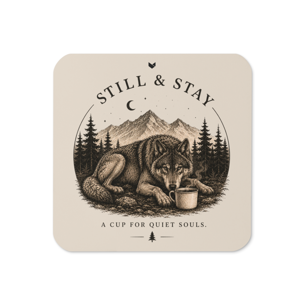A Cup for Quiet Souls — Forest Wolf Coaster Set