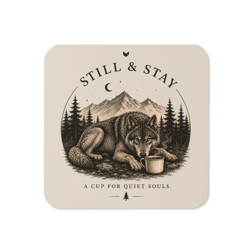 A Cup for Quiet Souls — Forest Wolf Coaster Set
