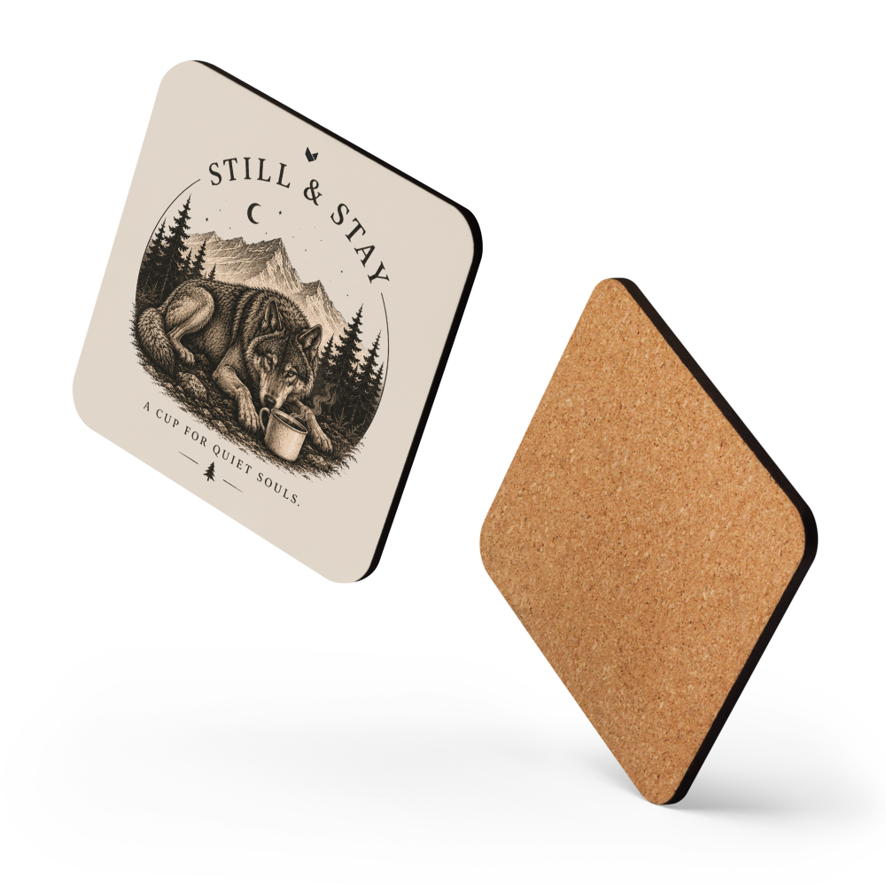 A Cup for Quiet Souls — Forest Wolf Coaster Set