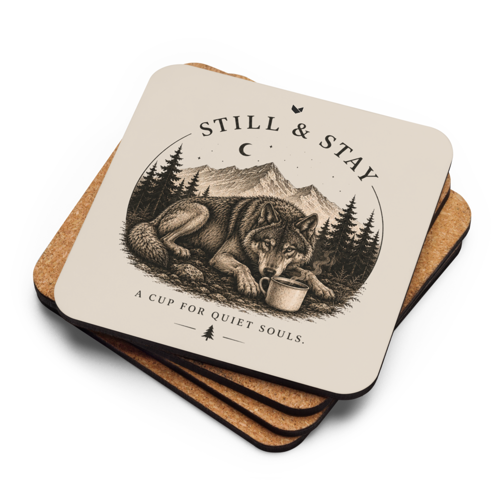 A Cup for Quiet Souls — Forest Wolf Coaster Set