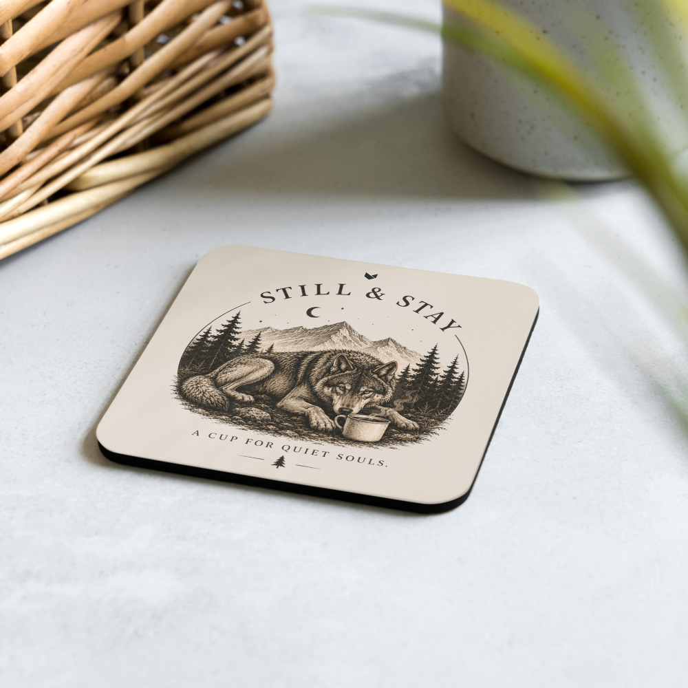 A Cup for Quiet Souls — Forest Wolf Coaster Set