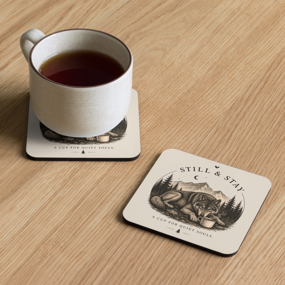 A Cup for Quiet Souls — Forest Wolf Coaster Set